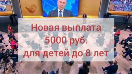 Пенсионный фонд выплатит семьям с детьми до 8 лет 5 тысяч рублей