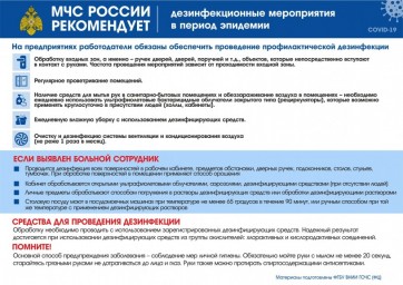 МЧС России рекомендует: дезинфекционные мероприятия в период осложнения эпидемиологической ситуации